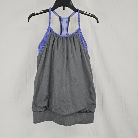 Girl's Ivivva by Lululemon Athletic Tank Top Size 12 Built In Bra Gray Purple - Picture 1 of 6